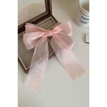 Apricot Pink Gauze Bowknot Hair Clip