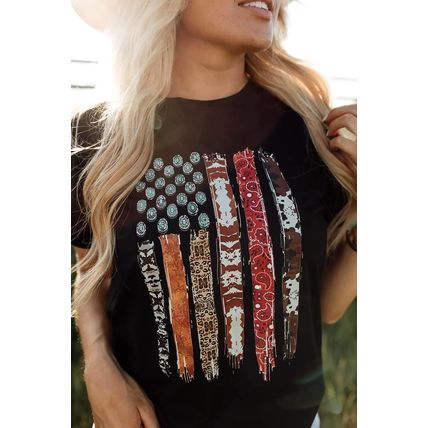 Black Western American Flag Graphic Tee