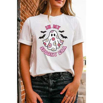 White IN MY SPOOKY ERA Halloween Ghost Graphic Tee