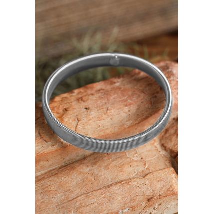 Silvery Stretchy Metal Wide Bangle