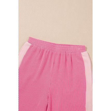 Sachet Pink 2-tone Colorblock Patchwork Corded 2pcs Outfit