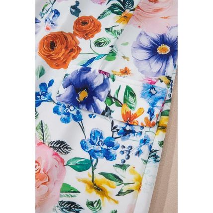 Sky Blue Vibrant Floral Print Cap Sleeve Mini Dress
