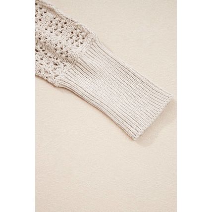 Jet Stream Mix Pattern Hollowed Knit Open Front Cardigan