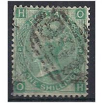 1865 SG101 1/- Green Plate 4 Good/Fine Used Check Letters "OH".
