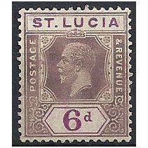 St Lucia 1926 SG102 6d Grey-Purple & Purple Mounted Mint . .
