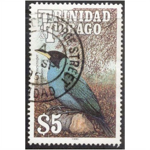 Trinidad & Tobago 1990 Birds $5 Green Honeycreeper Used SG 795 postage stamp