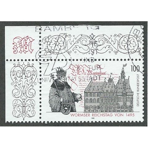GER 1995 100pf '500TH ANN OF WORMS' (CORNER MARGIN) FINE USED (EBID49-447)