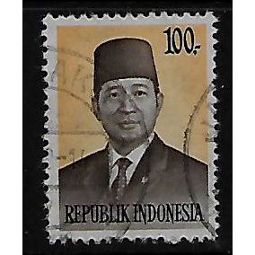 INDONESIA 1974 PRESIDENT SUHARTO 100R BROWN YELLOW & BLACK SG 1380 FINE USED#2
