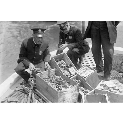 New York Police Destroy Boxes of Revolvers 12 x 18 Poster