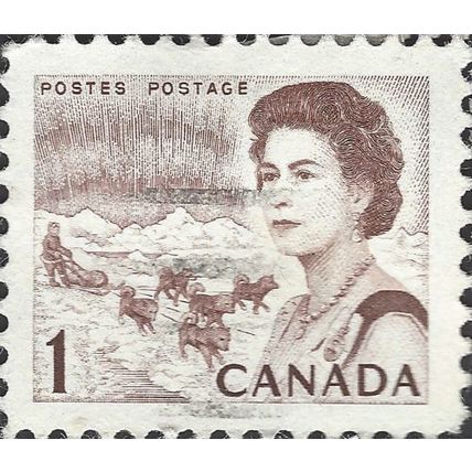 CANADA, Queen Elizabeth II, dog sled team, brown 1971, 1c