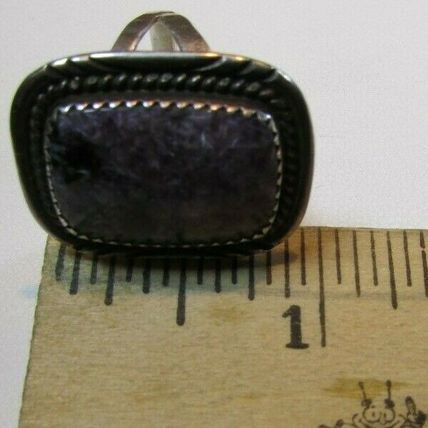 NATIVE AMERICAN PURPLE CHAROITE STERLING SILVER RING By ZUNI ARTIST HALOO