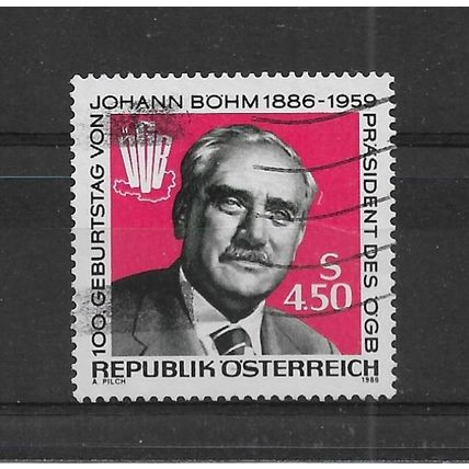 Austria.Birth Centenary of Johann Bohm stamp.Fine Used.Aug22