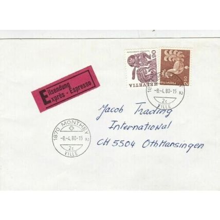 Switzerland 1980 Monthey-Othsmansingen Express Cover Monthey cancel written VGC