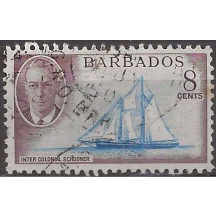 Barbados 1950 SG276 8c Bright Blue & Purple-Brown Fine Used