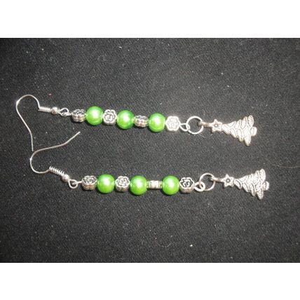 Different fun mint green long drop alloy tree earrings