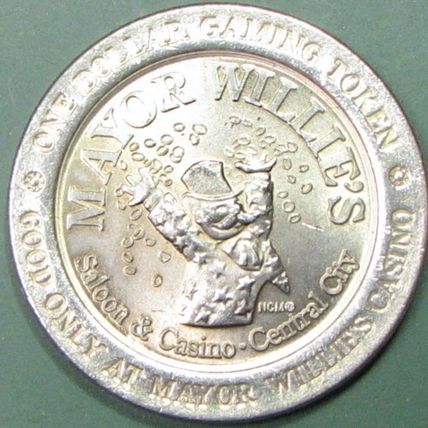 Mayor Willie's. $1 Casino Token. Central City, CO. 02A.