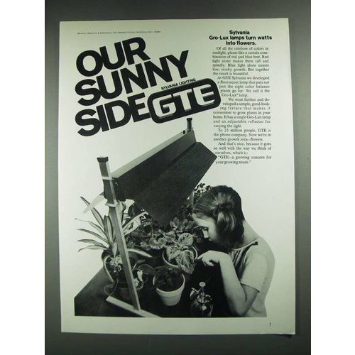 1976 GTE Sylvania Gro-Lux Lamps Ad - Our Sunny Side