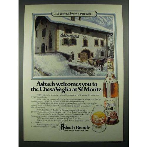 1980 Asbach Brandy Ad - The Chesa Veglia at St Moritz