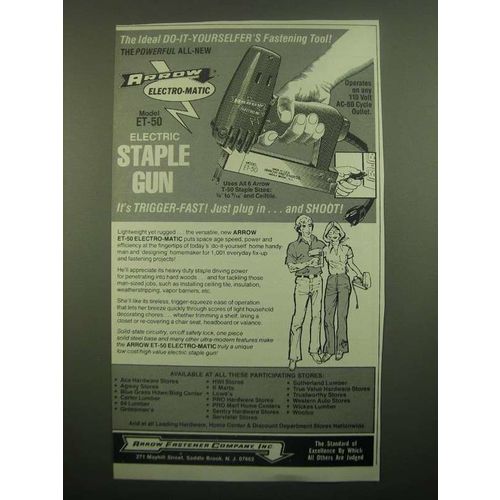 1980 Arrow ET-50 Electric Staple Gun Ad - Do-it-Yourselfer's