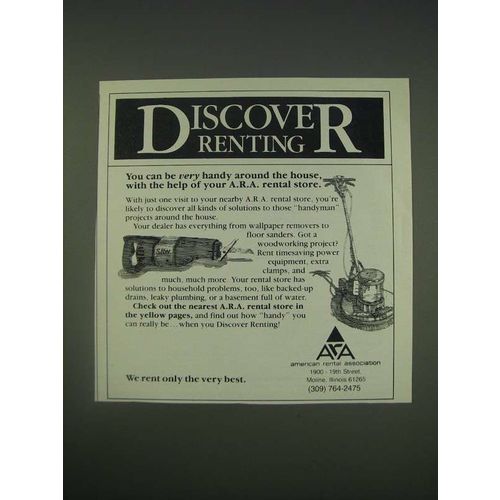 1989 American Rental Association Ad - Discover renting