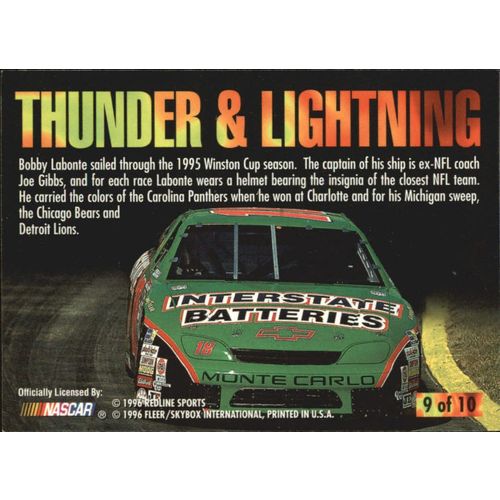 1996 Ultra Bobby Labonte Thunder and Lightning #9 of 10