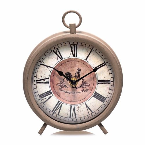 Standuhr CHAMPAGNIE Uhr Vintage ø16x?19cm Kommodenuhr Shabby Chic Wecker-Design