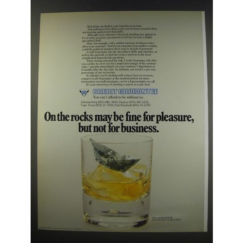 1991 Credit Guarantee Ad - On the rocks may be fine for pleasure