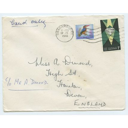 South Africa Postal History 1966 Postmarked Grahamstown Air Mail