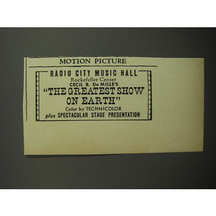 1952 The Greatest Show on Earth Movie Advertisement - Radio City Music Hall