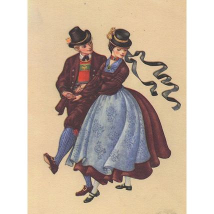 Salzburg Province De Pongau Austrian Fashion Folklore Dance Postcard