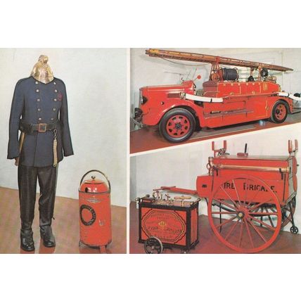 Sandringham Fire Brigade Uniform Engines Postcard