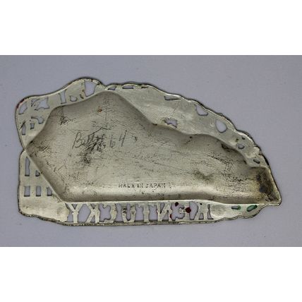 VTG State Souvenir KENTUCKY Gift MAP Figural Metal Ashtray Trinket Dish 1950s