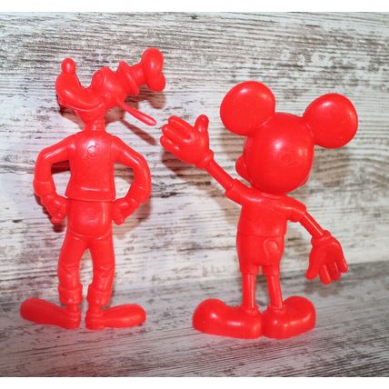 VTG Marx Toys Walt Disney Mickey Mouse Goofy 6” Plastic Figures Red Lot 1971