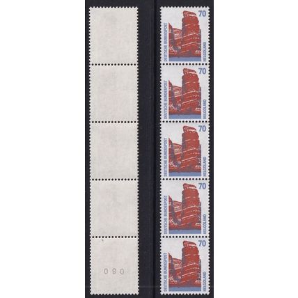 Germany 1990 SG B2210a UMM - Strip of 5 with Coil Number (C-605 (5))