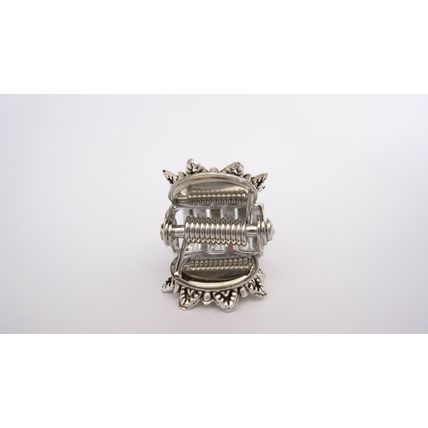 Small mini silver flower metal hair claw clip
