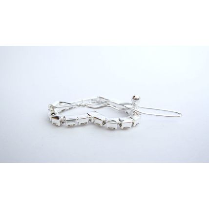 Extra small silver heart crystal hair pin clip barrette for fine thin hair