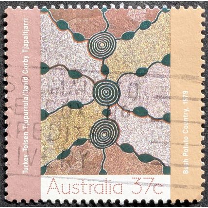 STAMP Australia SG1150 1988 37c Aboriginal Paintings Used