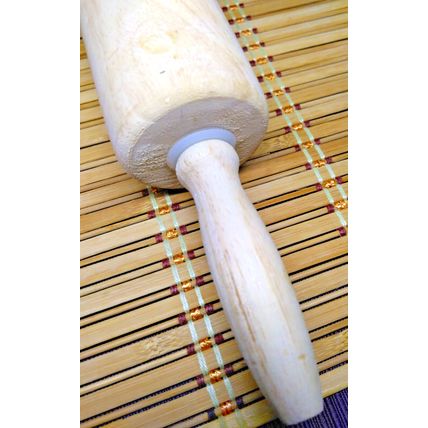 Vintage Wooden Pastry Dough Plain Rolling Pin With Handle Brown 18 Inches FLAW