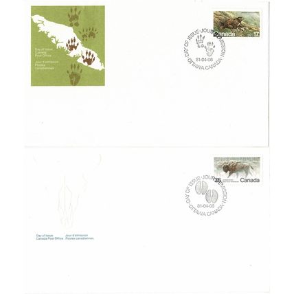 CANADA 1981 ENDANGERED WILDLIFE MARMOT & BISON 2 x FIRST DAY COVERS OTTAWA