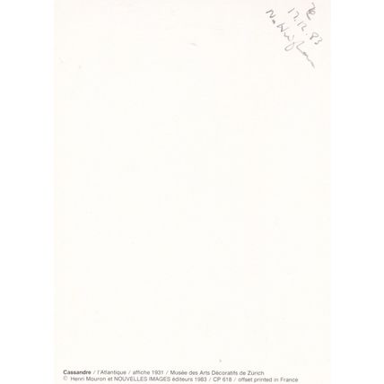 Cassandre L'Atlantique Poster Postcard unused VGC