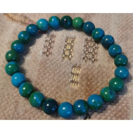 NATURAL STONE STRETCH BRACELET CHRYSOCOLLA DARK GREEN
