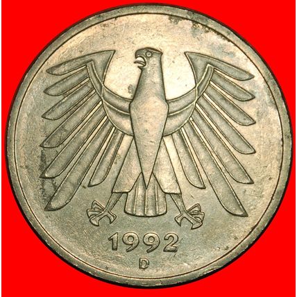 Ⰶ NOT COMMUNIST TYPE (1975-2001): GERMANY★ 5 MARKS 1992D TV★LOW START★NO RESERVE