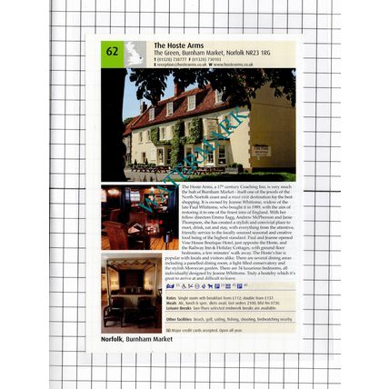 Wellington Inn Welwyn Hertfordshire The Hoste Arms Burnham Market - 2011 Advert