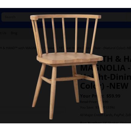 HEARTH & HAND™ with MAGNOLIA -"Shaker" -18" Seat Height-Dining Chair