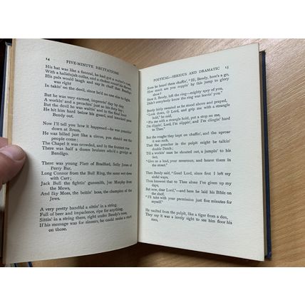 1920 "FIVE MINUTE RECITATIONS IN POEMS & PROSE" ANTIQUE HARDBACK BOOK (P3)