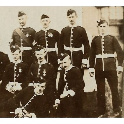 Postcard British Army unknown infantry regiment soldiers group medics c. 1900s