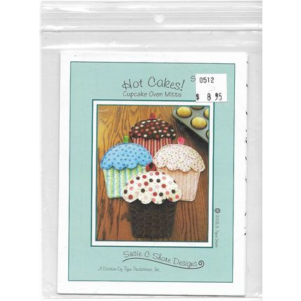Susie C Shore #ST- 935 Hot Cakes Cupcake Oven Mitts Instructions & Pattern ©2009