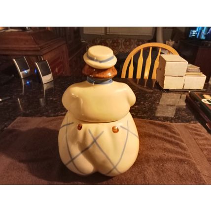 Old Vintage Cookie Jar Shawnee Dutch Boy W/Blue Strips Pants 11 3/4" Tall 1940's
