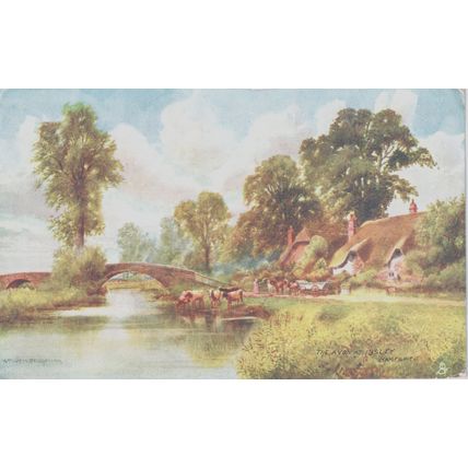 The Avon At Ibsley Hampshire Oilette 7114 Arthur Bridgeman Postcard (QHAM161)