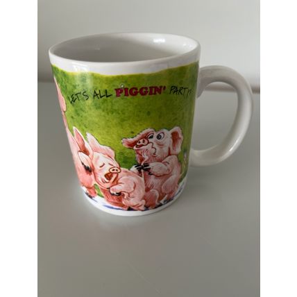 DAVID CORBRIDGE LET'S ALL PIGGIN' PARTY MUG (1996)